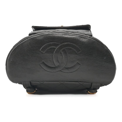 CHANEL Chanel Matelasse W Turn Lock Chain Backpack Lambskin Black Gold-Tone Hardware, Pre-Owned