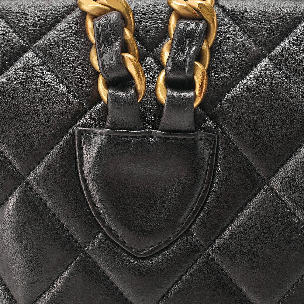 CHANEL Chanel Matelasse W Turn Lock Chain Backpack Lambskin Black Gold-Tone Hardware, Pre-Owned