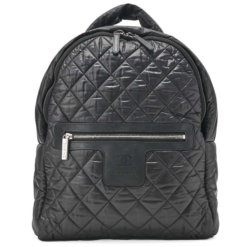 CHANEL Nylon Matelasse Cocoon Backpack Black Silver-Tone Hardware, Pre-Owned