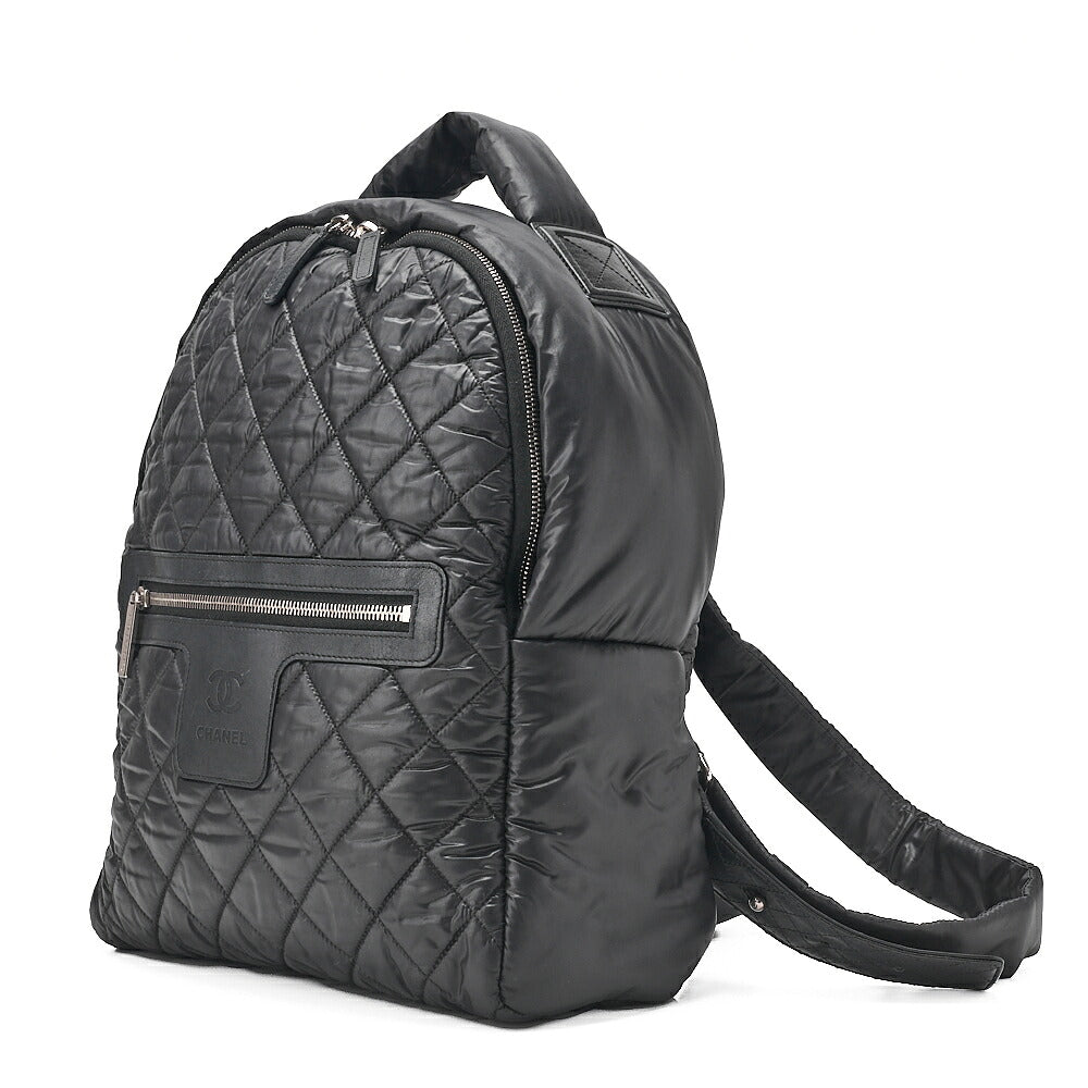 CHANEL Nylon Matelasse Cocoon Backpack Black Silver-Tone Hardware, Pre-Owned