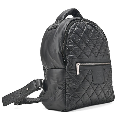CHANEL Nylon Matelasse Cocoon Backpack Black Silver-Tone Hardware, Pre-Owned