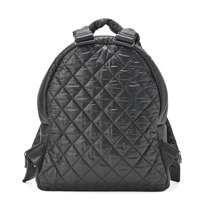 CHANEL Nylon Matelasse Cocoon Backpack Black Silver-Tone Hardware, Pre-Owned