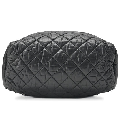 CHANEL Nylon Matelasse Cocoon Backpack Black Silver-Tone Hardware, Pre-Owned