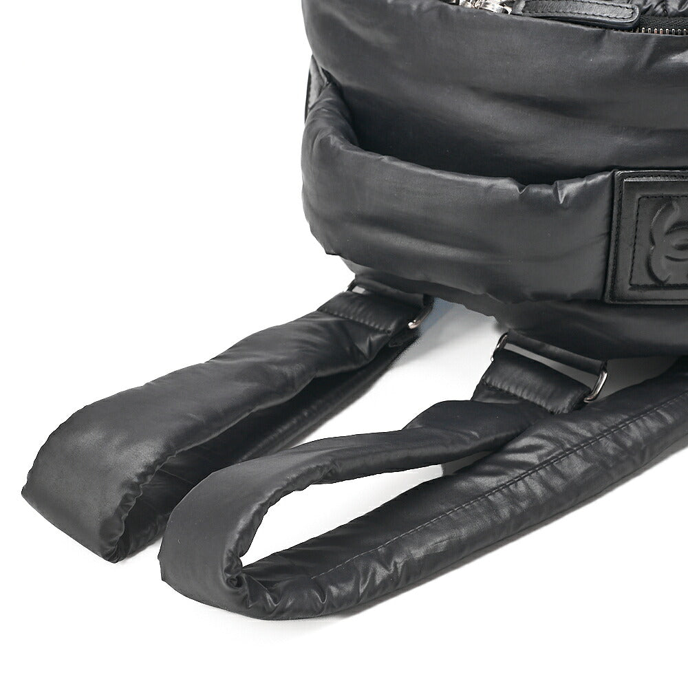 CHANEL Nylon Matelasse Cocoon Backpack Black Silver-Tone Hardware, Pre-Owned