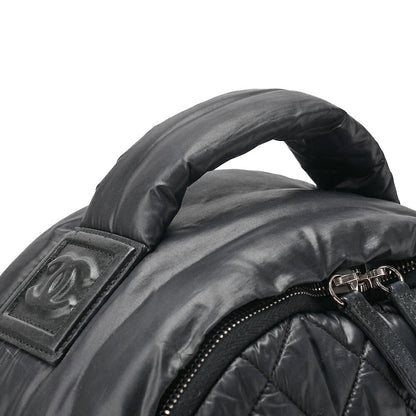 CHANEL Nylon Matelasse Cocoon Backpack Black Silver-Tone Hardware, Pre-Owned