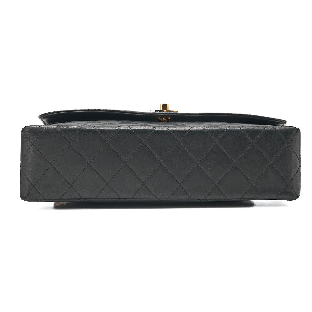 CHANEL Lambskin Matelasse Paris Limited Double Flap Shoulder Bag Black Gold x Silver-Tone Hardware, Pre-Owned