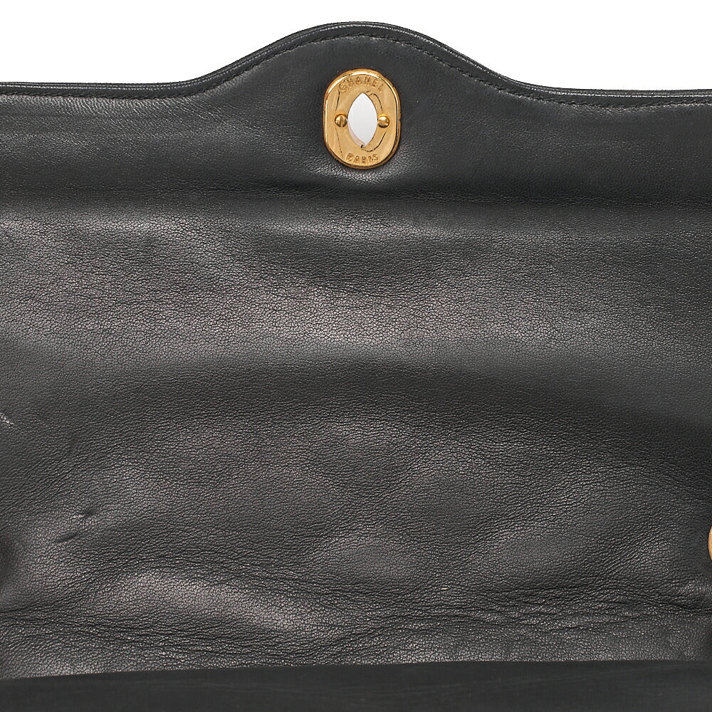 CHANEL Lambskin Matelasse Paris Limited Double Flap Shoulder Bag Black Gold x Silver-Tone Hardware, Pre-Owned