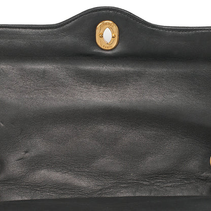 CHANEL Lambskin Matelasse Paris Limited Double Flap Shoulder Bag Black Gold x Silver-Tone Hardware, Pre-Owned