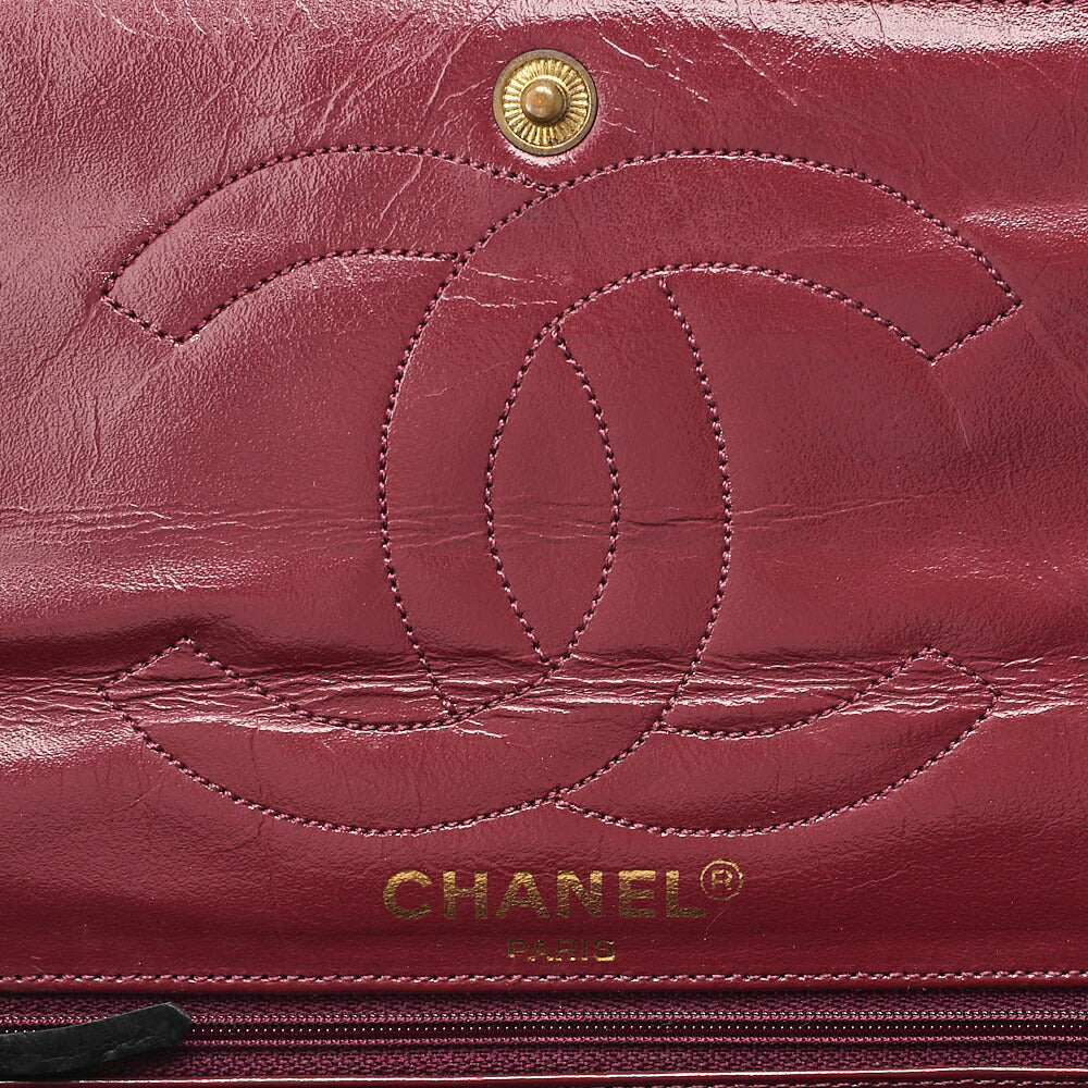 CHANEL Lambskin Matelasse Paris Limited Double Flap Shoulder Bag Black Gold x Silver-Tone Hardware, Pre-Owned