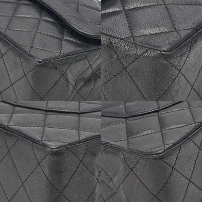 CHANEL Lambskin Matelasse Paris Limited Double Flap Shoulder Bag Black Gold x Silver-Tone Hardware, Pre-Owned