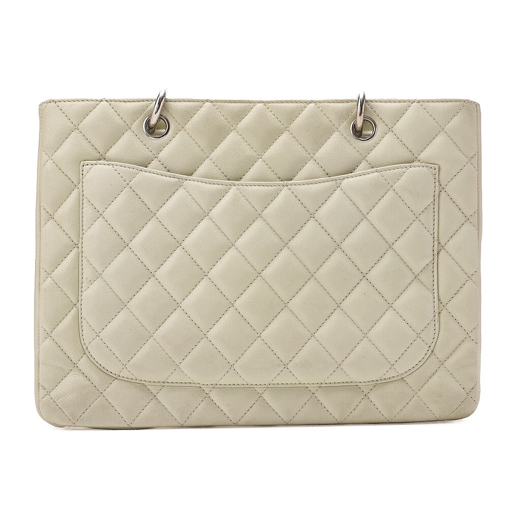 CHANEL Matelasse Coco Mark GST Chain Tote Caviskin Ivory Silver-Tone Hardware, Pre-Owned