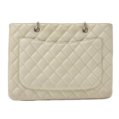 CHANEL Matelasse Coco Mark GST Chain Tote Caviskin Ivory Silver-Tone Hardware, Pre-Owned
