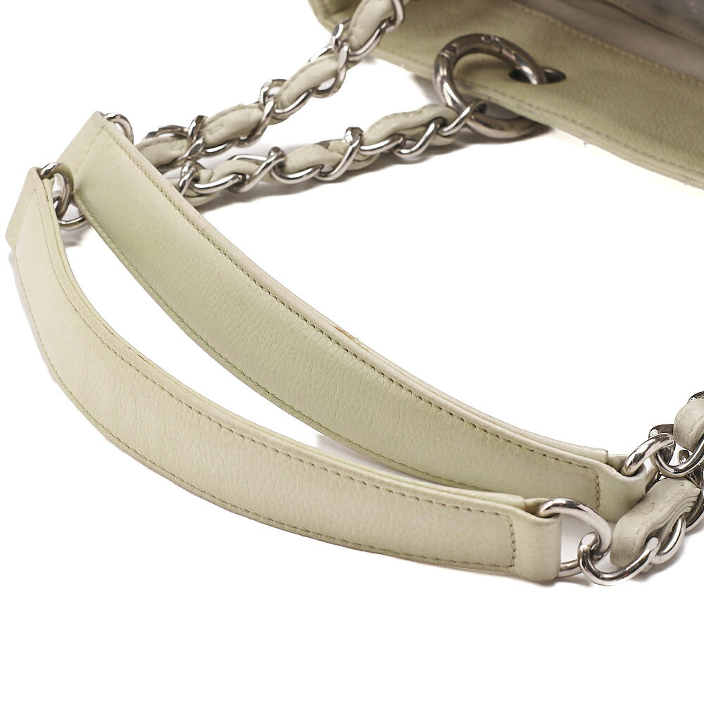 CHANEL Matelasse Coco Mark GST Chain Tote Caviskin Ivory Silver-Tone Hardware, Pre-Owned