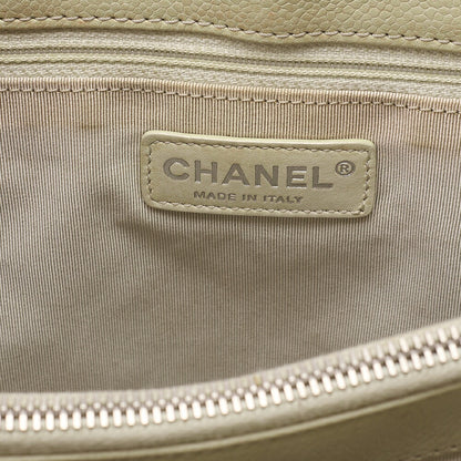 CHANEL Matelasse Coco Mark GST Chain Tote Caviskin Ivory Silver-Tone Hardware, Pre-Owned