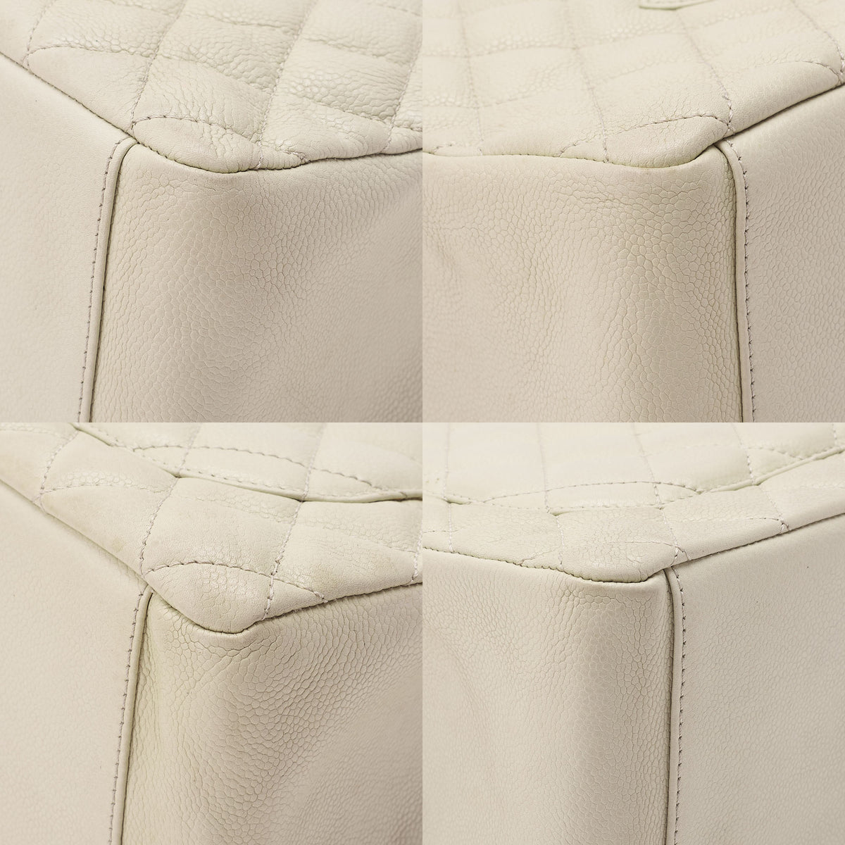 CHANEL Matelasse Coco Mark GST Chain Tote Caviskin Ivory Silver-Tone Hardware, Pre-Owned