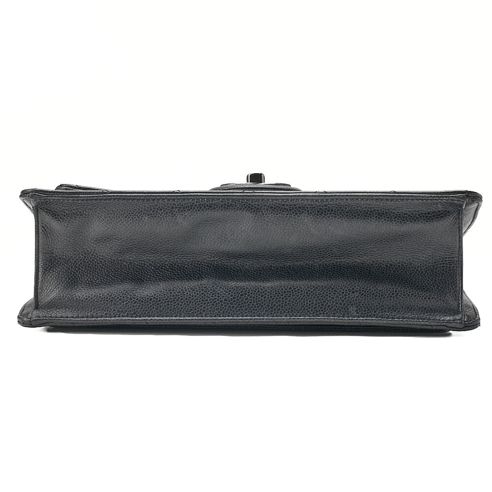 CHANEL Caviar Skin Matelasse Square Type Single 2-Way Chain Shoulder Navy Silver-Tone Hardware, Pre-Owned