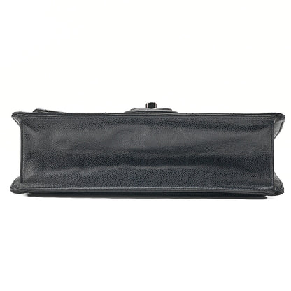 CHANEL Caviar Skin Matelasse Square Type Single 2-Way Chain Shoulder Navy Silver-Tone Hardware, Pre-Owned