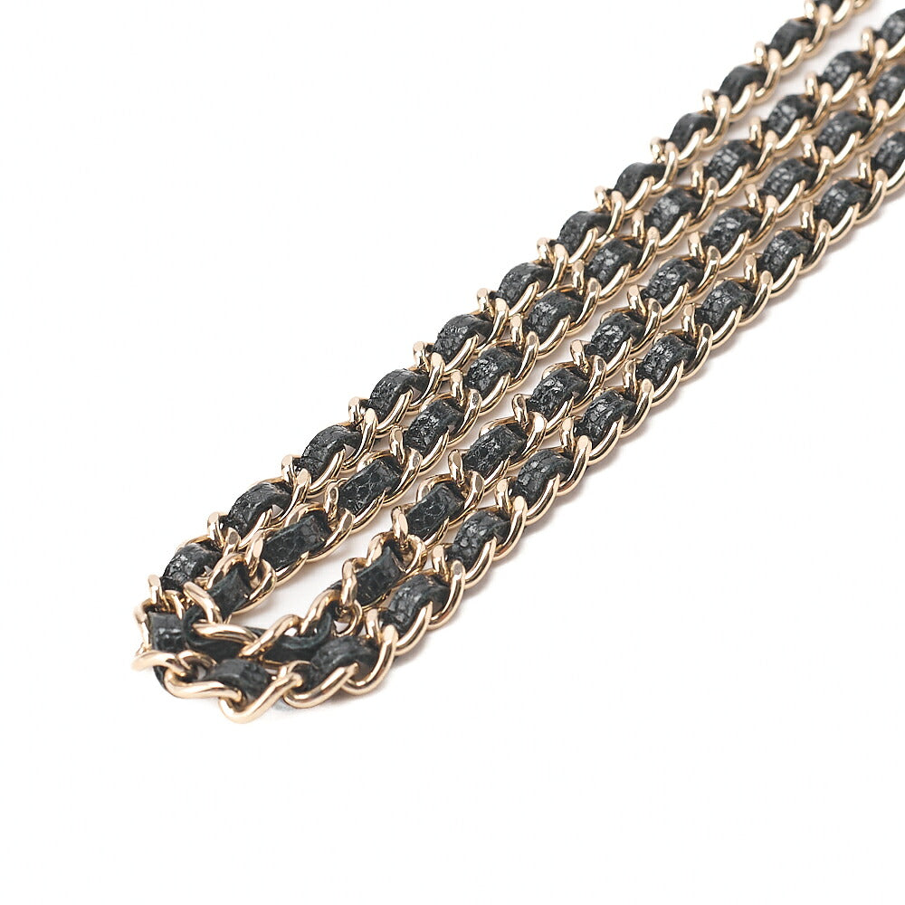 CHANEL Caviar Skin Mini Matless? Fic Pearl Chain Shoulder Pouch Black Gold-Tone Hardware, Pre-Owned