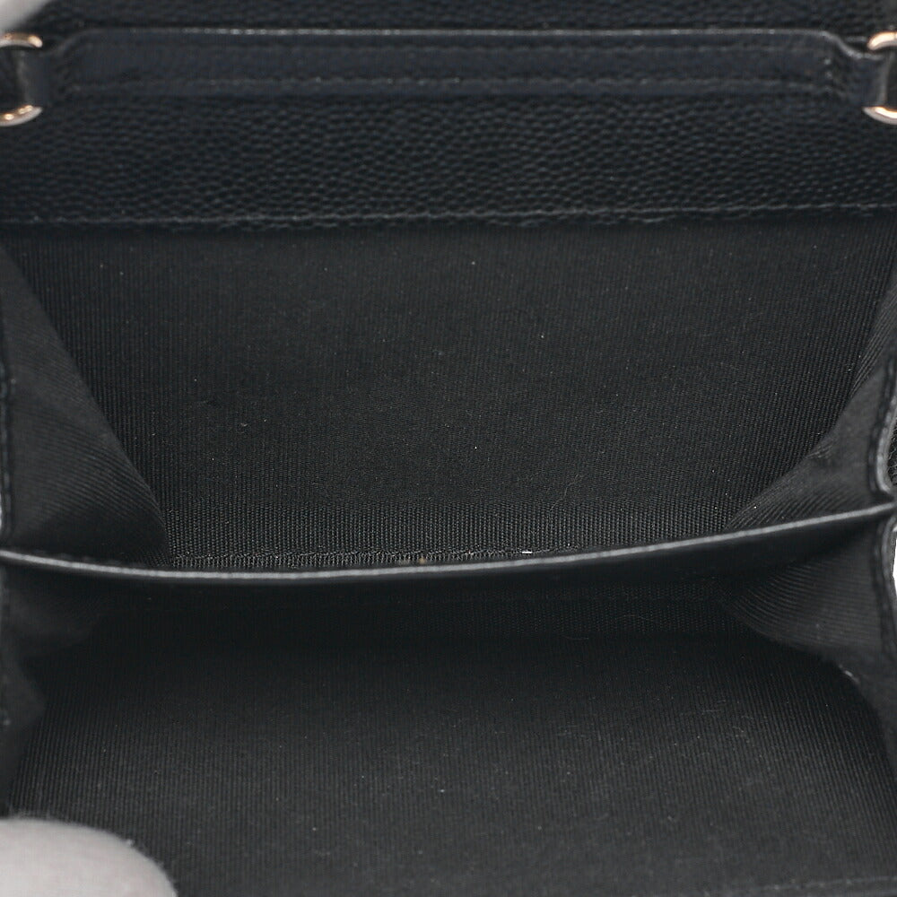 CHANEL Caviar Skin Mini Matless? Fic Pearl Chain Shoulder Pouch Black Gold-Tone Hardware, Pre-Owned