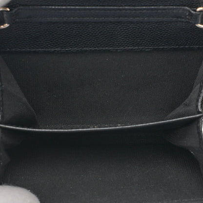 CHANEL Caviar Skin Mini Matless? Fic Pearl Chain Shoulder Pouch Black Gold-Tone Hardware, Pre-Owned