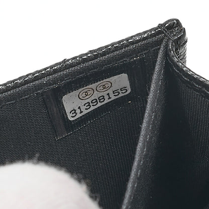 CHANEL Caviar Skin Mini Matless? Fic Pearl Chain Shoulder Pouch Black Gold-Tone Hardware, Pre-Owned
