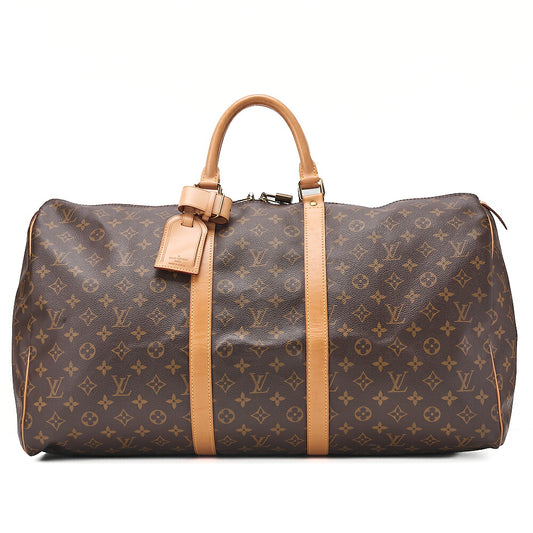LOUIS VUITTON Louis Vuitton Monogram Keypole 55 Boston Bag M41424 Brown Gold-Tone Hardware, Pre-Owned