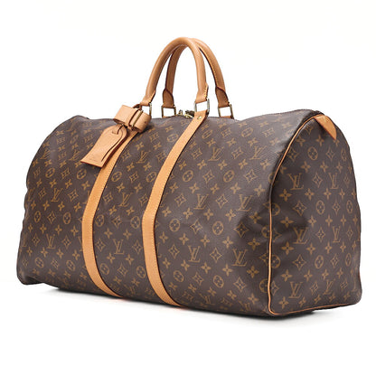 LOUIS VUITTON Louis Vuitton Monogram Keypole 55 Boston Bag M41424 Brown Gold-Tone Hardware, Pre-Owned