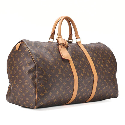 LOUIS VUITTON Louis Vuitton Monogram Keypole 55 Boston Bag M41424 Brown Gold-Tone Hardware, Pre-Owned