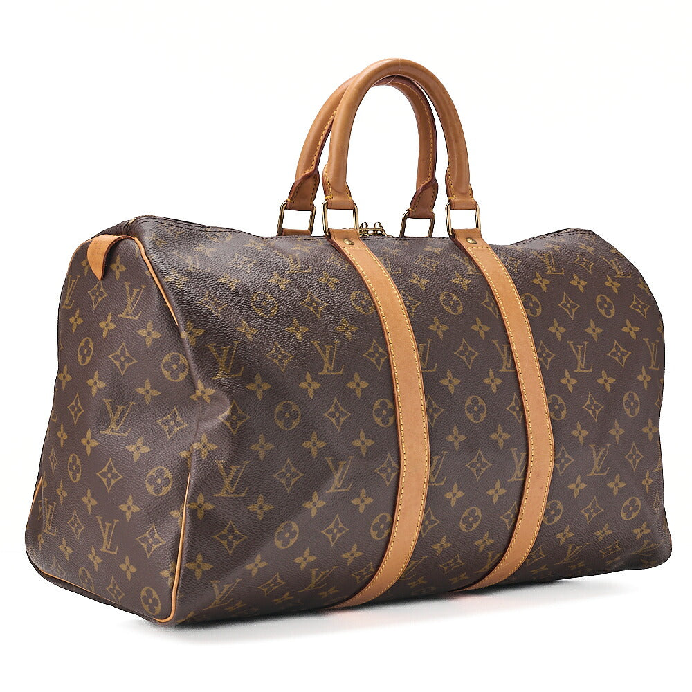LOUIS VUITTON Louis Vuitton Monogram Keypole 45 Boston Bag M41428 Brown Gold-Tone Hardware, Pre-Owned
