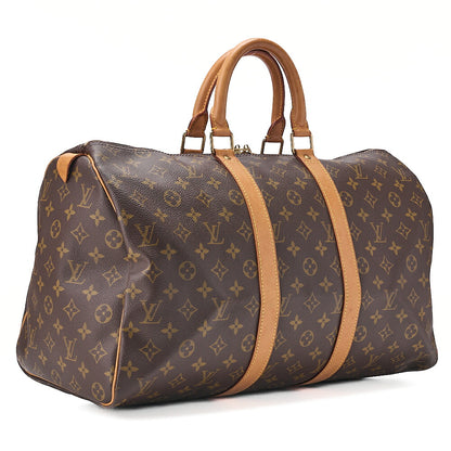 LOUIS VUITTON Louis Vuitton Monogram Keypole 45 Boston Bag M41428 Brown Gold-Tone Hardware, Pre-Owned