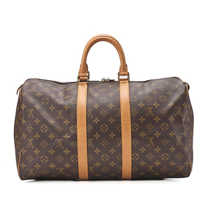 LOUIS VUITTON Louis Vuitton Monogram Keypole 45 Boston Bag M41428 Brown Gold-Tone Hardware, Pre-Owned