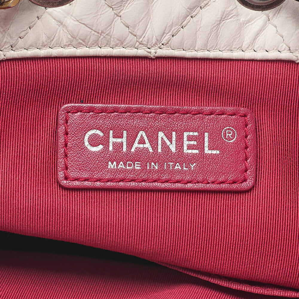 CHANEL Vintage Calf Gabrielle de Chanel Drawstring Chain Backpack White x Black Gold x Silver-Tone Hardware, Pre-Owned