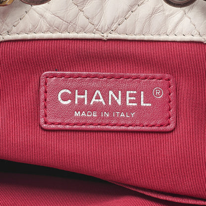 CHANEL Vintage Calf Gabrielle de Chanel Drawstring Chain Backpack White x Black Gold x Silver-Tone Hardware, Pre-Owned