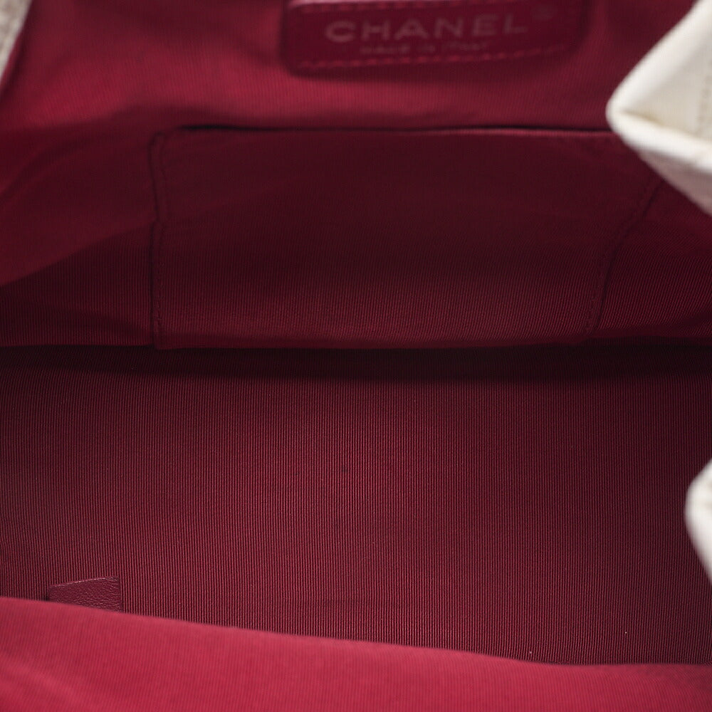 CHANEL Vintage Calf Gabrielle de Chanel Drawstring Chain Backpack White x Black Gold x Silver-Tone Hardware, Pre-Owned