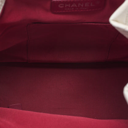 CHANEL Vintage Calf Gabrielle de Chanel Drawstring Chain Backpack White x Black Gold x Silver-Tone Hardware, Pre-Owned