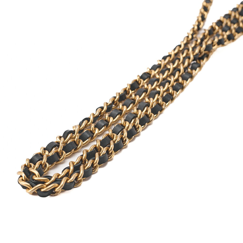 CHANEL Vintage Calf Mini Matelasse Bicolore Chain Wallet Pouch Black Gold-Tone Hardware, Pre-Owned