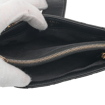 CHANEL Vintage Calf Mini Matelasse Bicolore Chain Wallet Pouch Black Gold-Tone Hardware, Pre-Owned