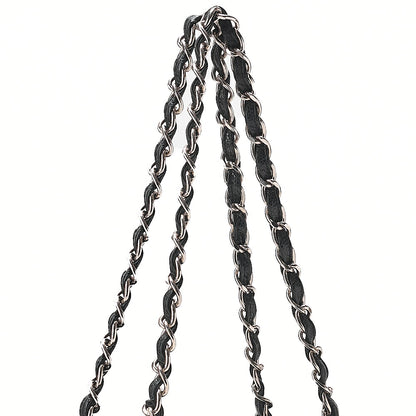 CHANEL Caviar Skin Matelasse Outside Flap Chain Shoulder Black Silver-Tone Hardware, Pre-Owned
