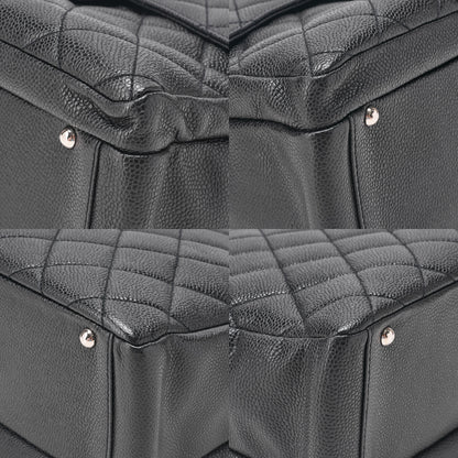 CHANEL Caviar Skin Matelasse Outside Flap Chain Shoulder Black Silver-Tone Hardware, Pre-Owned