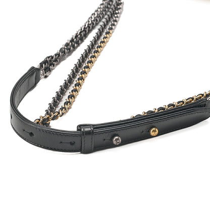 CHANEL Vintage Calf Gabrielle du Chanel Chain Shoulder White x Black Gold x Silver-Tone Hardware, Pre-Owned