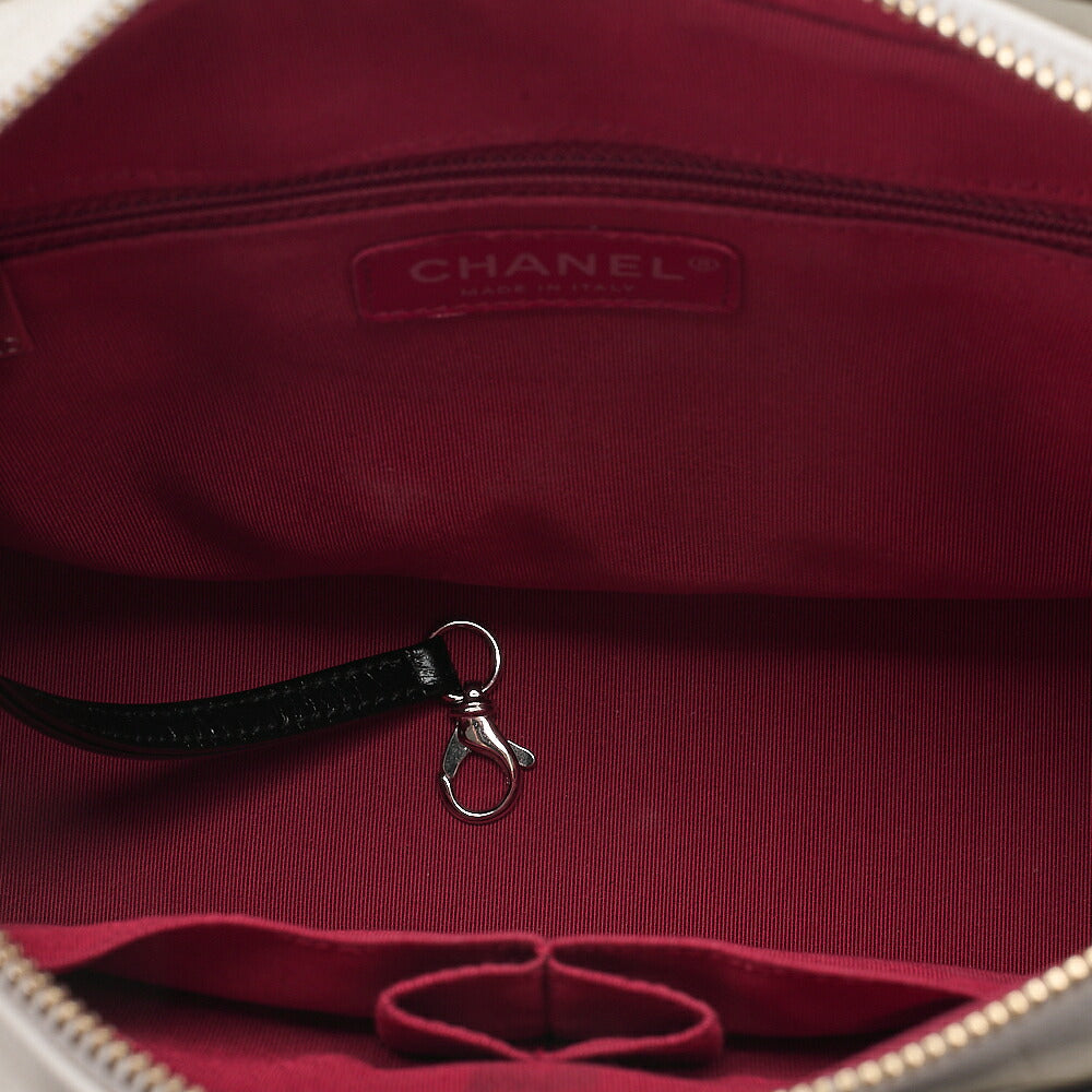 CHANEL Vintage Calf Gabrielle du Chanel Chain Shoulder White x Black Gold x Silver-Tone Hardware, Pre-Owned