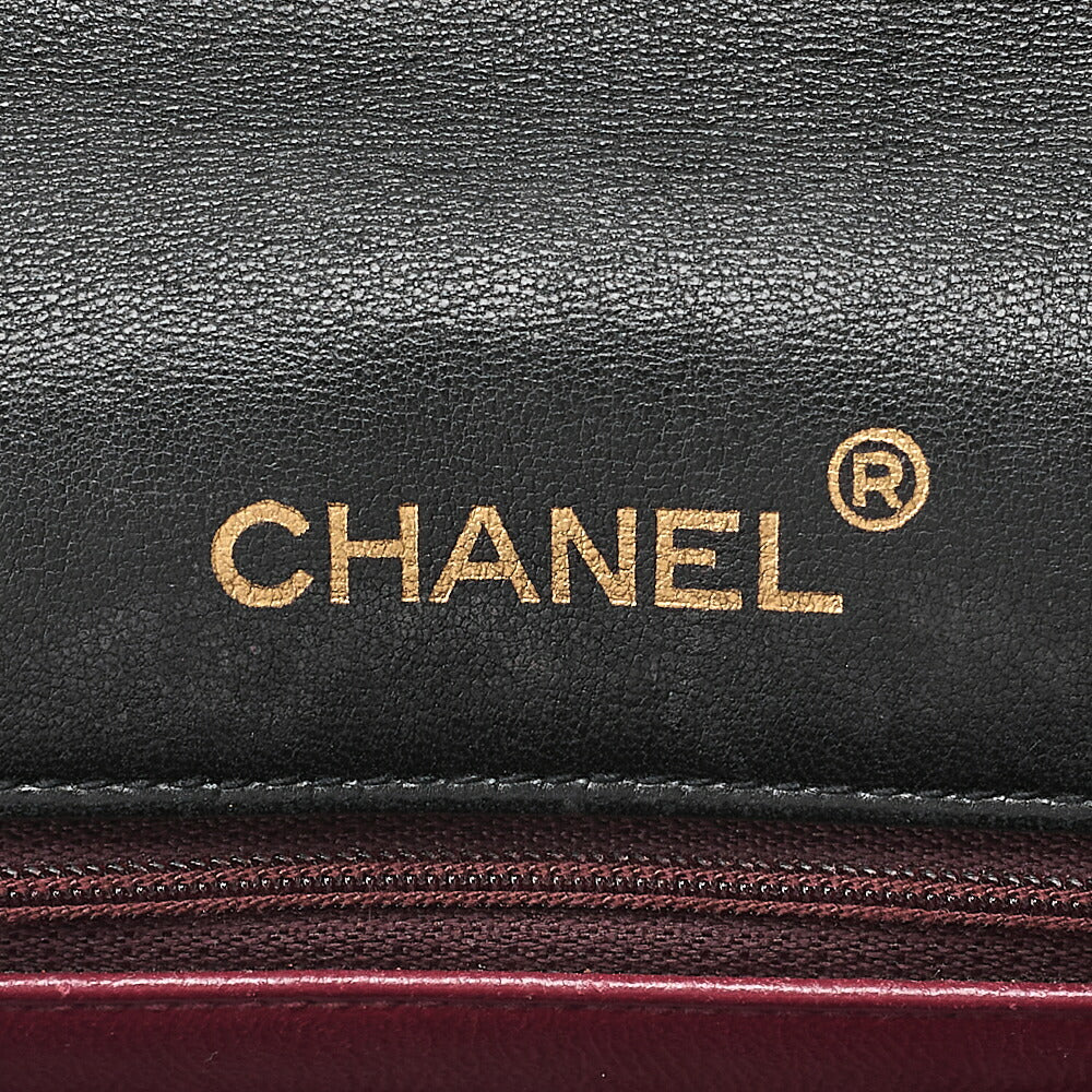 CHANEL Lambskin Matelasse V-Single Flap Chain Shoulder Black Gold-Tone Hardware, Pre-Owned