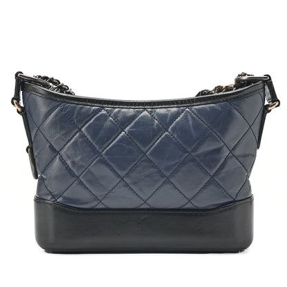 CHANEL Vintage Calf Gabrielle du Chanel Chain Shoulder Black X Navy Gold x Silver-Tone Hardware, Pre-Owned