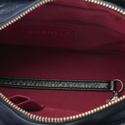 CHANEL Vintage Calf Gabrielle du Chanel Chain Shoulder Black X Navy Gold x Silver-Tone Hardware, Pre-Owned