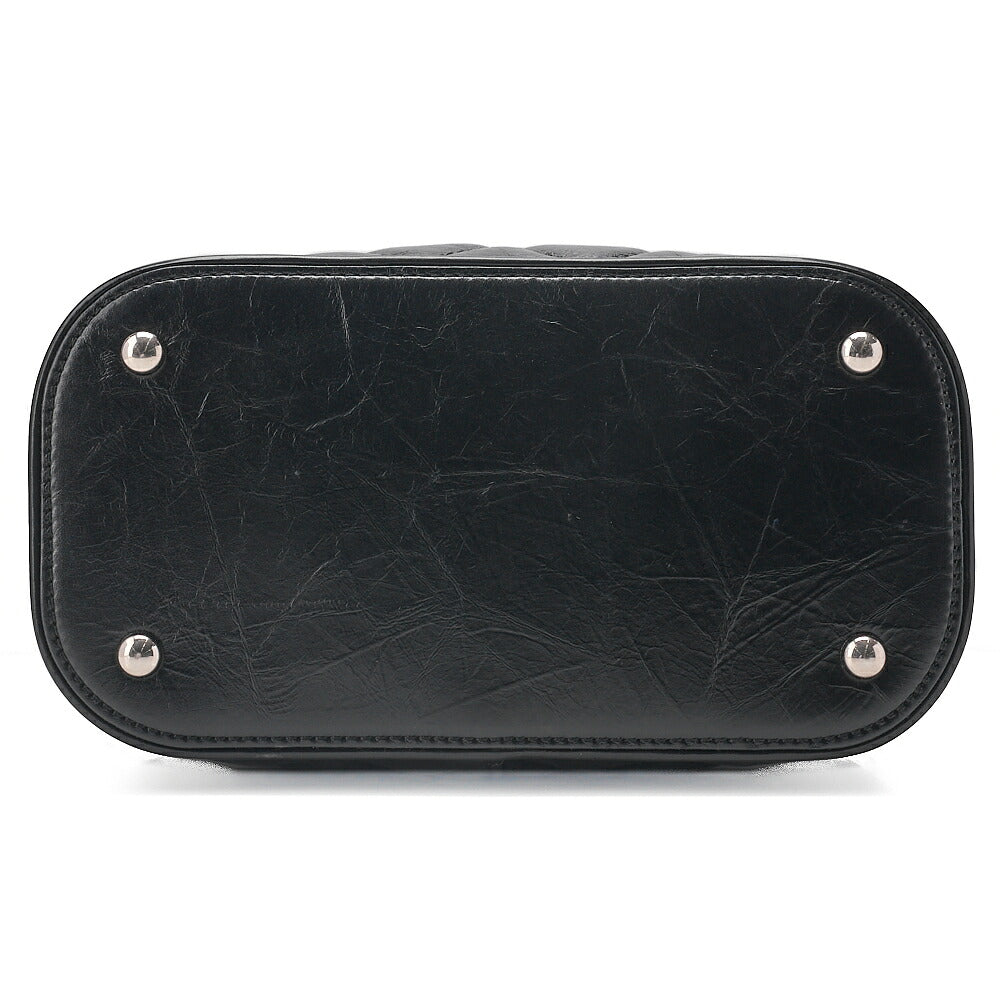 CHANEL Vintage Calf X Vinyl Matelasse Turn Lock Backpack-Type Chain Shoulder Black Silver-Tone Hardware, Pre-Owned