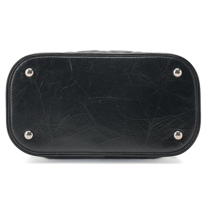 CHANEL Vintage Calf X Vinyl Matelasse Turn Lock Backpack-Type Chain Shoulder Black Silver-Tone Hardware, Pre-Owned
