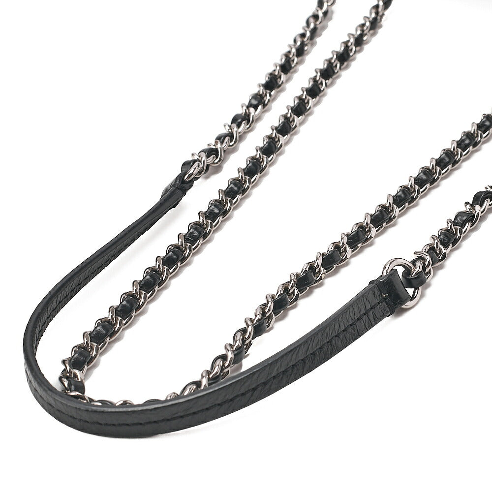 CHANEL Vintage Calf X Vinyl Matelasse Turn Lock Backpack-Type Chain Shoulder Black Silver-Tone Hardware, Pre-Owned