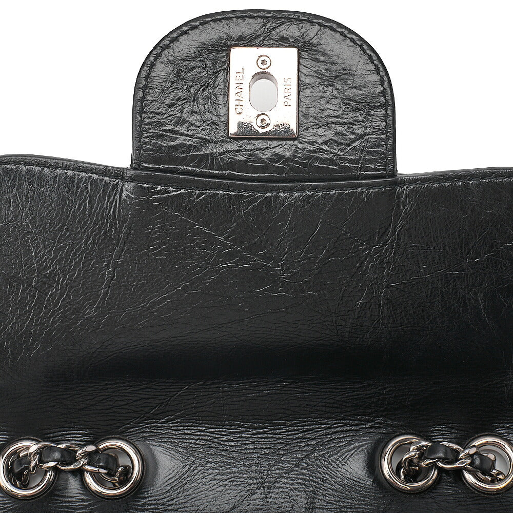 CHANEL Vintage Calf X Vinyl Matelasse Turn Lock Backpack-Type Chain Shoulder Black Silver-Tone Hardware, Pre-Owned