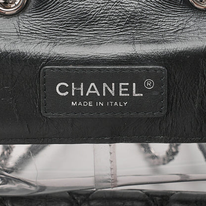 CHANEL Vintage Calf X Vinyl Matelasse Turn Lock Backpack-Type Chain Shoulder Black Silver-Tone Hardware, Pre-Owned