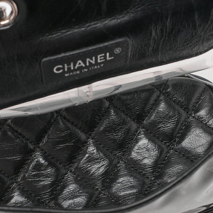 CHANEL Vintage Calf X Vinyl Matelasse Turn Lock Backpack-Type Chain Shoulder Black Silver-Tone Hardware, Pre-Owned
